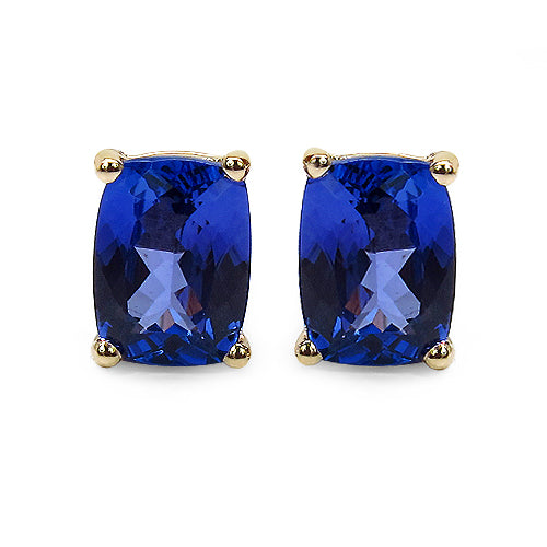 2.80 Carat Genuine Tanzanite 10K Yellow Gold Earrings