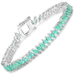 6.82 Carat Genuine Zambian Emerald .925 Sterling Silver Bracelet