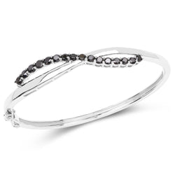 2.22 Carat Genuine Black Diamond .925 Sterling Silver Bangle