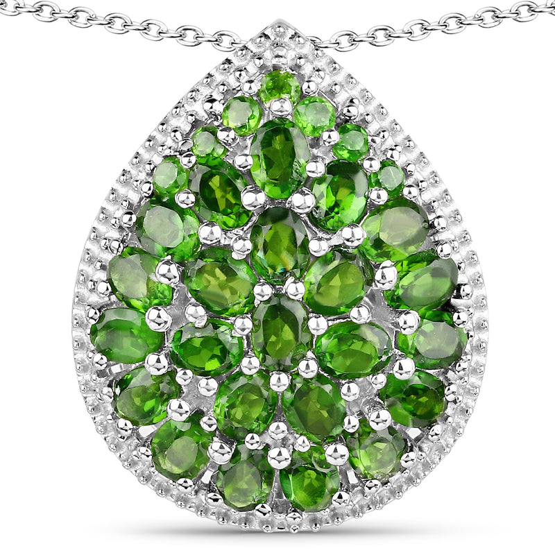 4.65 Carat Genuine Chrome Diopside .925 Sterling Silver Pendant