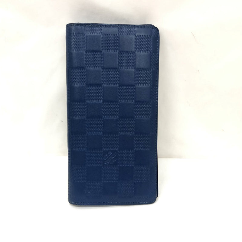 LOUIS VUITTON Long Bi-Fold Wallet N63205 Portofeuil Braza Damier Amphini Blue Mens