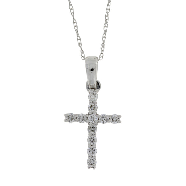 .15ct Diamond Cross Religious Pendant 14KT White Gold