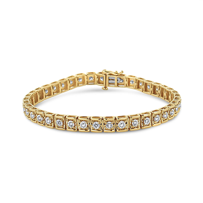 10K Yellow Gold 4.00 Cttw Round-Cut Diamond Link 7.25" Bracelet (K-L Color, I1-I2 Clarity)