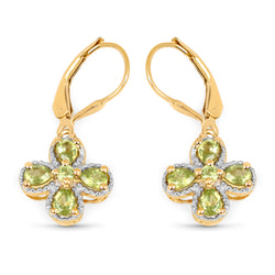 14K Yellow Gold Plated 1.42 Carat Genuine Peridot .925 Sterling Silver Earrings