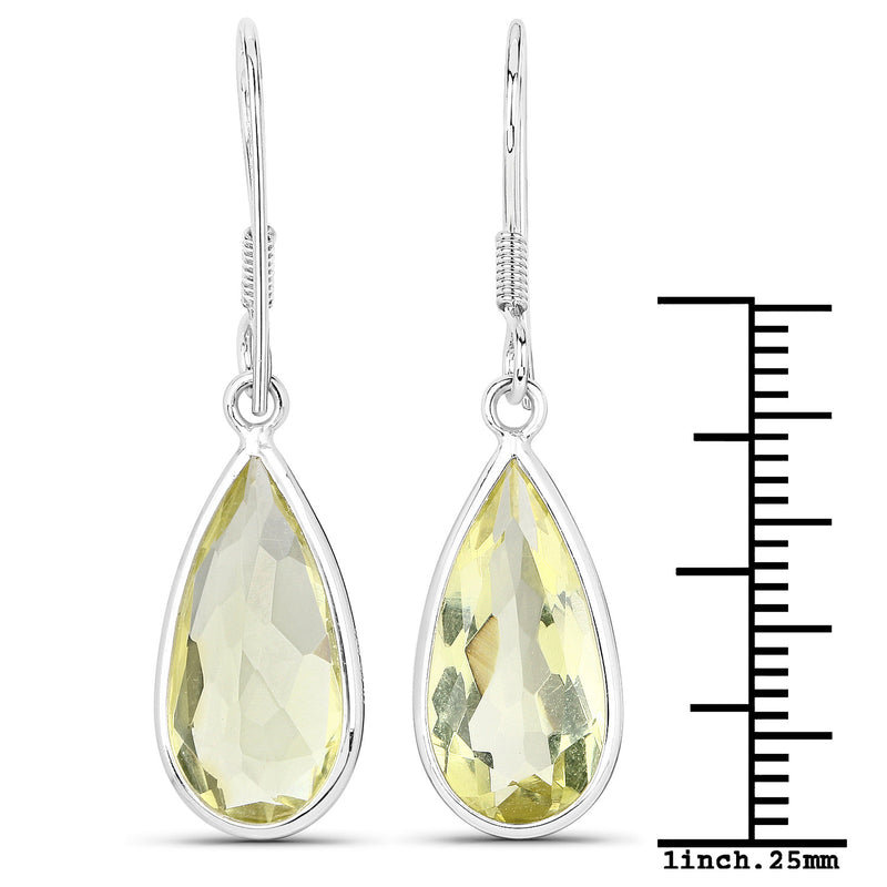 9.42 Carat Genuine Lemon Quartz .925 Sterling Silver Earrings