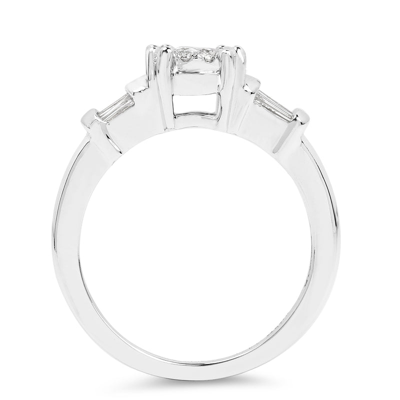 0.50 Carat Genuine White Diamond 14K White Gold Ring (E-F-G Color, VS-SI Clarity)