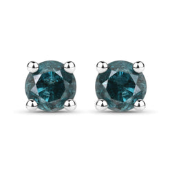 0.23 Carat Genuine Blue Diamond 14K White Gold Earrings (I1-I2)