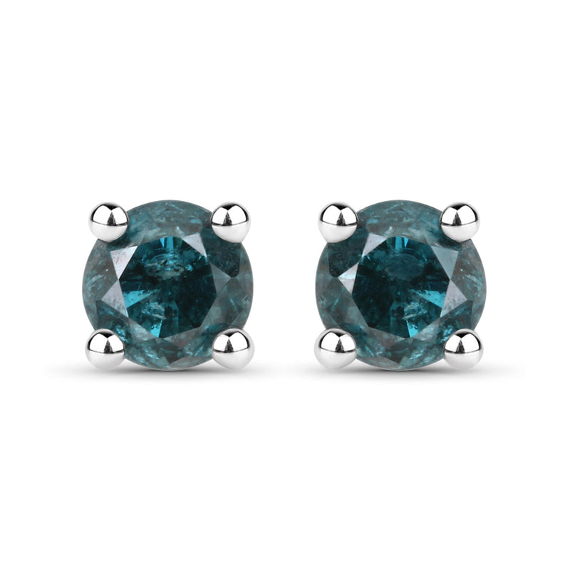 0.23 Carat Genuine Blue Diamond 14K White Gold Earrings (I1-I2)