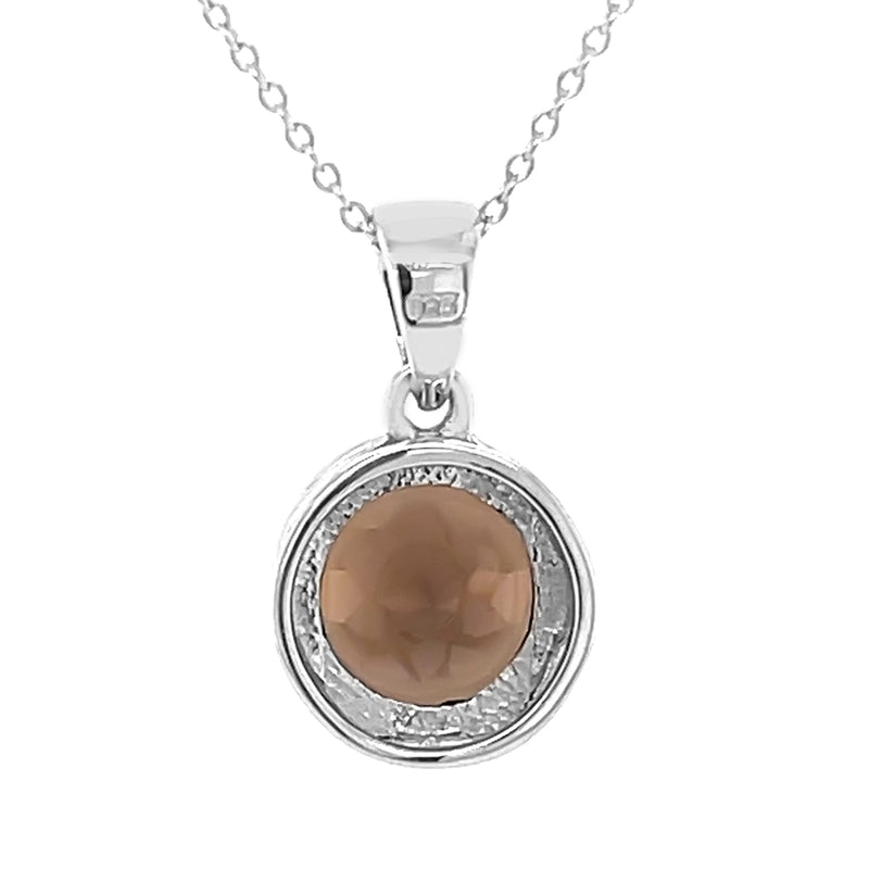 925 sterling silver with natural Smoky Quartz Round charms Pendant for women