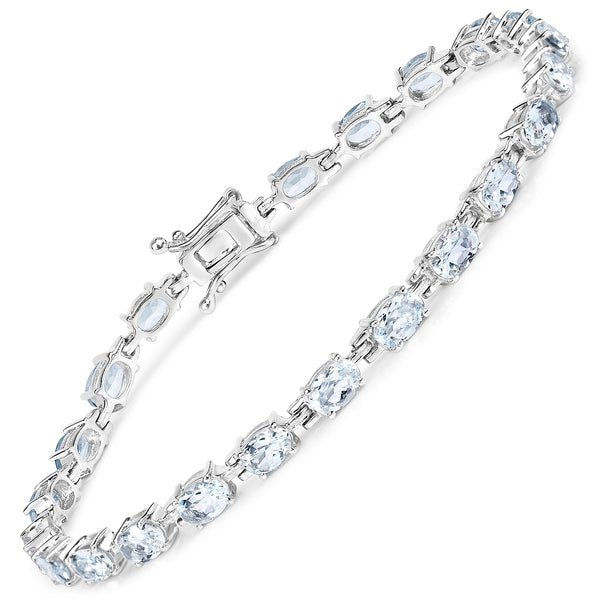 8.80 Carat Genuine Aquamarine .925 Sterling Silver Bracelet