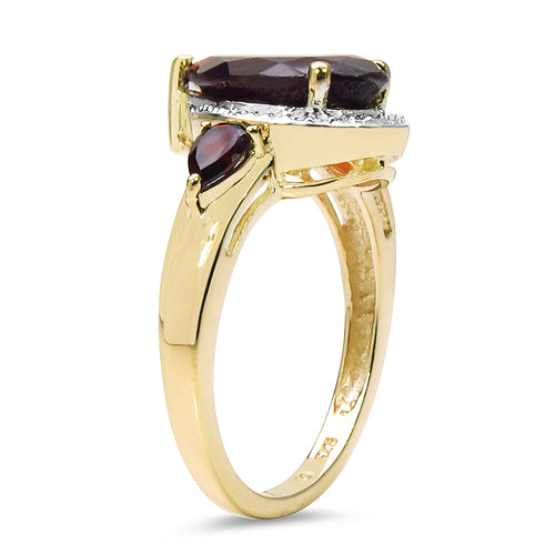 14K Yellow Gold Plated 3.50 Carat Genuine Garnet .925 Sterling Silver Ring