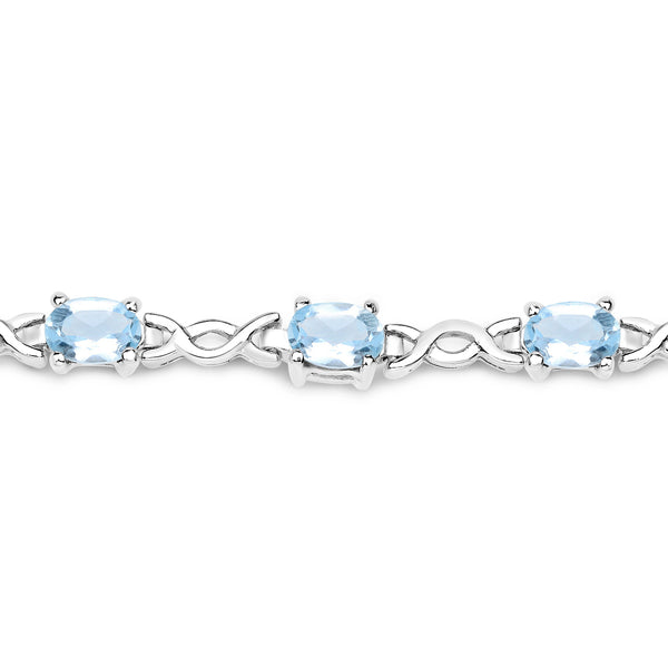 6.12 Carat Genuine Blue Topaz .925 Sterling Silver Bracelet