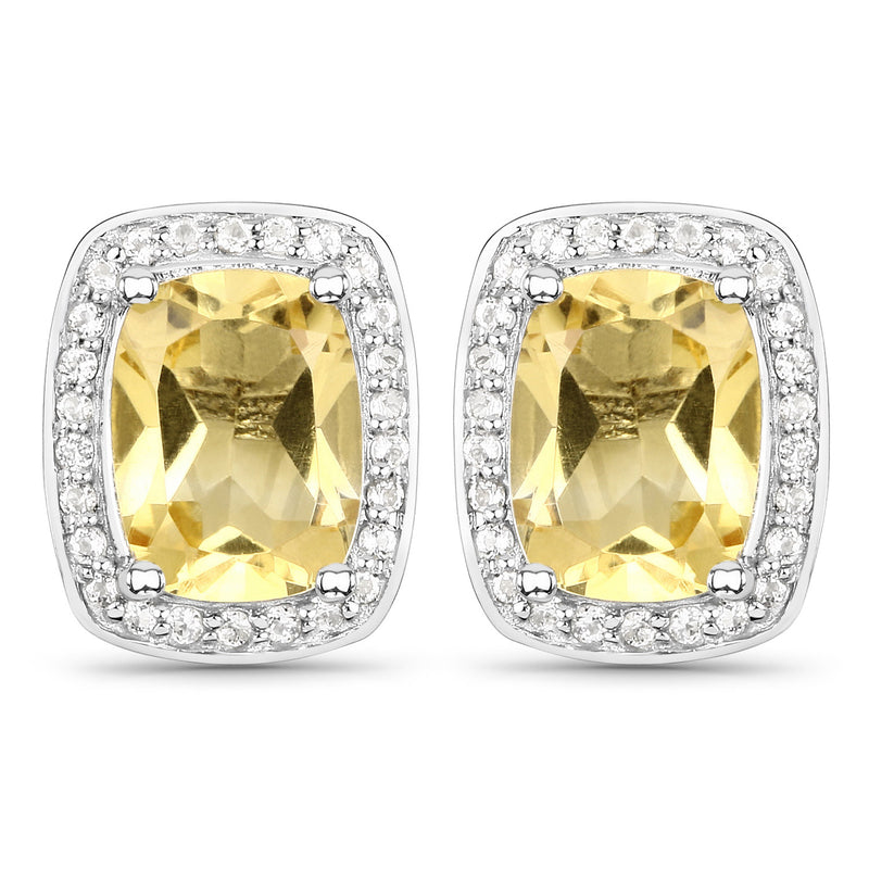 2.81 Carat Genuine Citrine and White Topaz .925 Sterling Silver Earrings