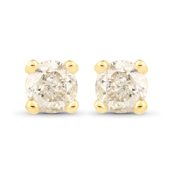 0.74 Carat Genuine TTLB Diamond 14K Yellow Gold Earrings