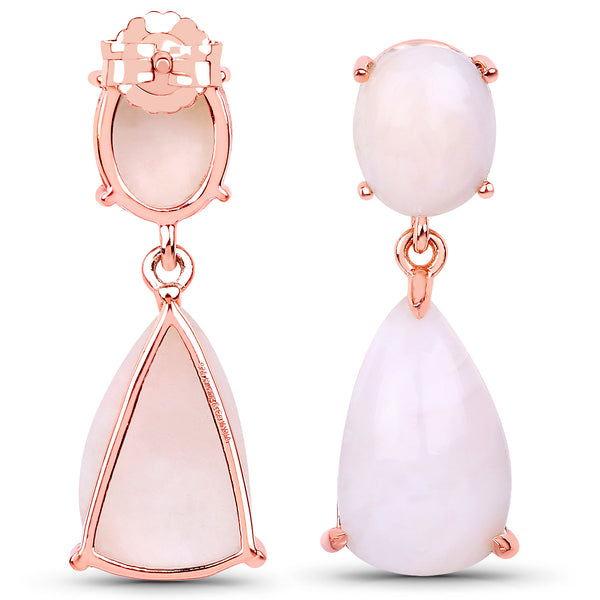 18K Rose Gold Plated 14.08 Carat Genuine Pink Opal .925 Sterling Silver Earrings