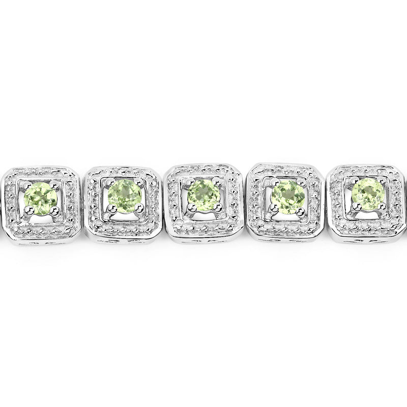 2.40 Carat Genuine Peridot .925 Sterling Silver Bracelet