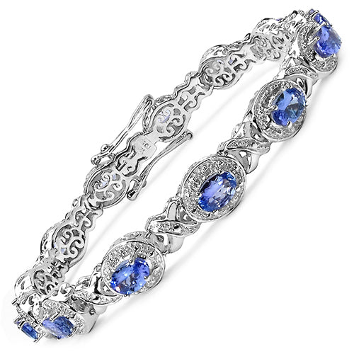 5.72 Carat Genuine Tanzanite Sterling Silver Bracelet