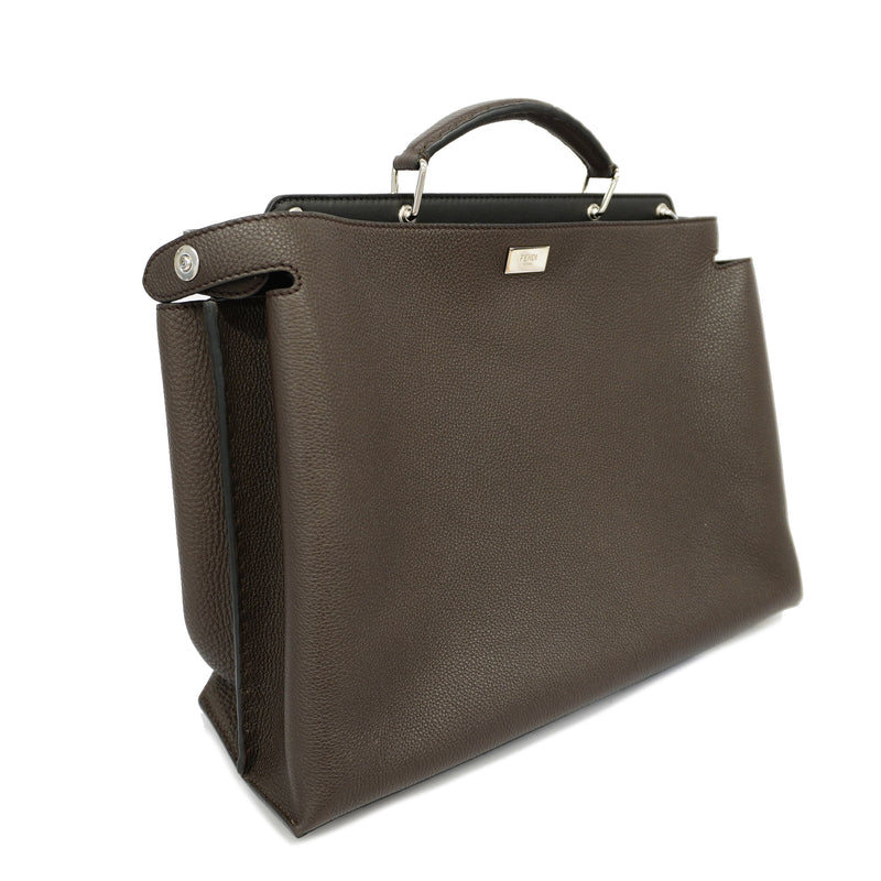 Auth Fendi 2WAY bag Peek-a-boo leather brown silver metal