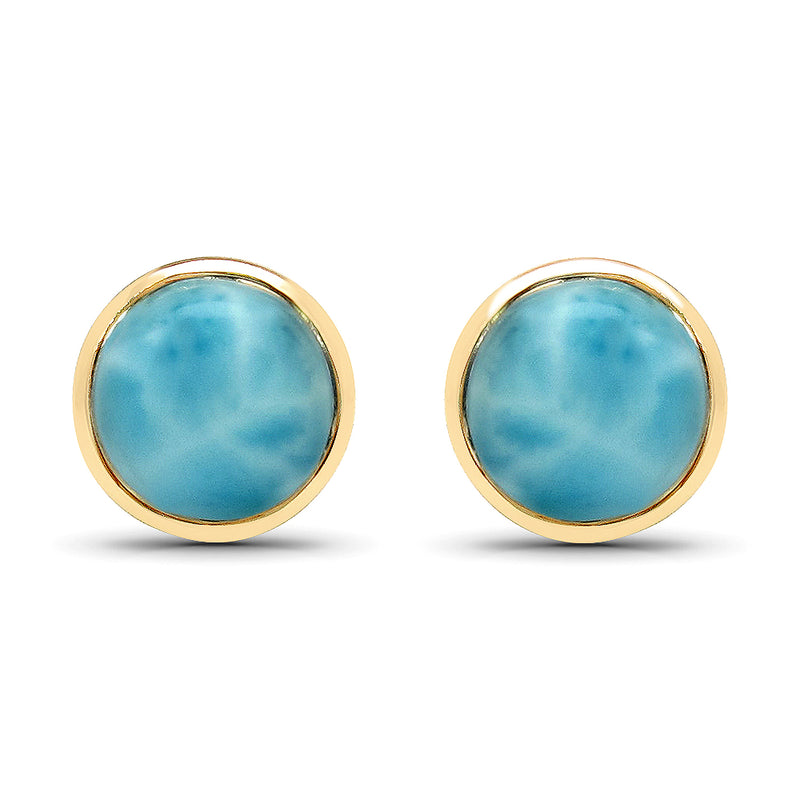 18K Yellow Gold Plated 2.42 Carat Genuine Larimar .925 Sterling Silver Earrings