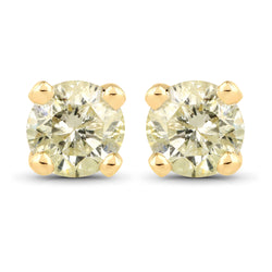 0.92 Carat Genuine LB Diamond 14K Yellow Gold Earrings