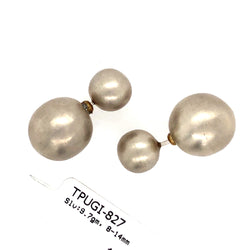 925 Sterling Silver Double Sided Ball Tunnel Earrings Women's Handmade Jewelry