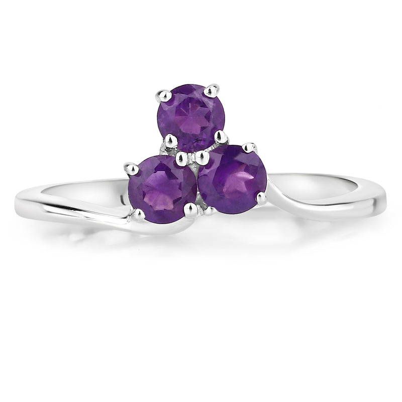 0.72 Carat Genuine Amethyst .925 Sterling Silver Ring