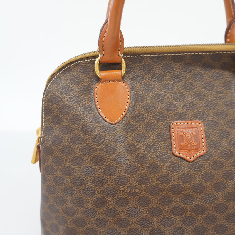 Auth Celine Macadam Handbag Womens PVC Handbag Brown