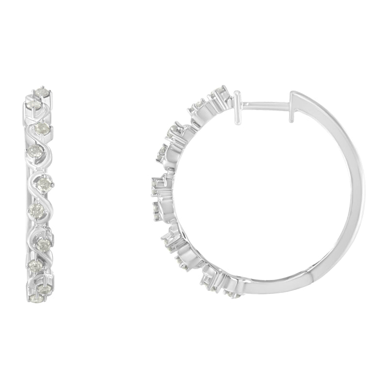 Sterling-Silver Diamond Hoop Earring (1/2 cttw, I-J Color, I3 Clarity)