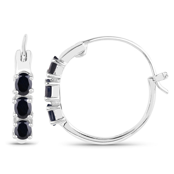 1.32 Carat Genuine Blue Sapphire .925 Sterling Silver Earrings