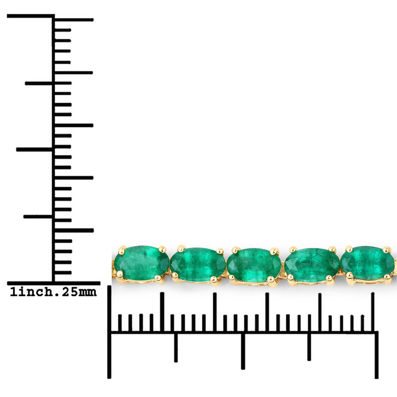 6.46 Carat Genuine Zambian Emerald 14K Yellow Gold Bracelet