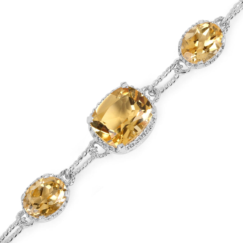 18.40 Carat Genuine Citrine .925 Sterling Silver Bracelet