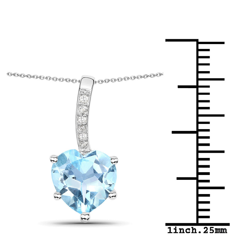 2.79 Carat Genuine Blue Topaz and White Topaz .925 Sterling Silver Pendant