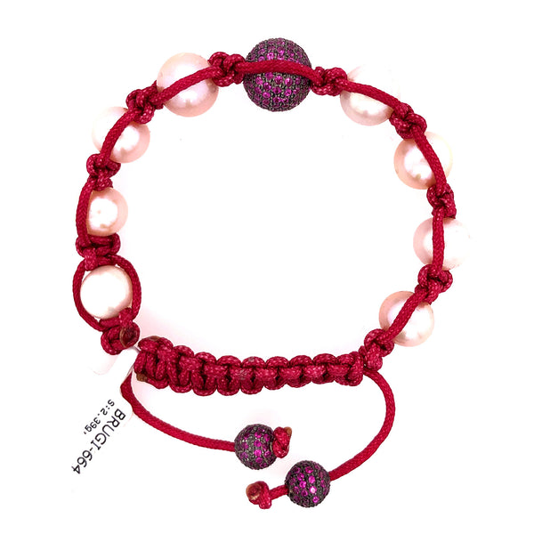 Natural Ruby Bracelet 925 Sterling Silver Macrame Jewelry