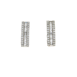 Genuine 1.00ct Diamond Hoop Earrings 14KT White Gold