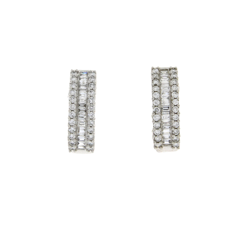 Genuine 1.00ct Diamond Hoop Earrings 14KT White Gold