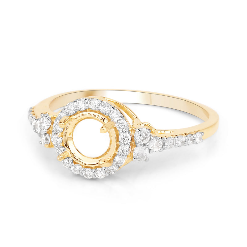 0.34 Carat Genuine White Diamond 14K Yellow Gold Ring (I-J Color, SI Clarity)