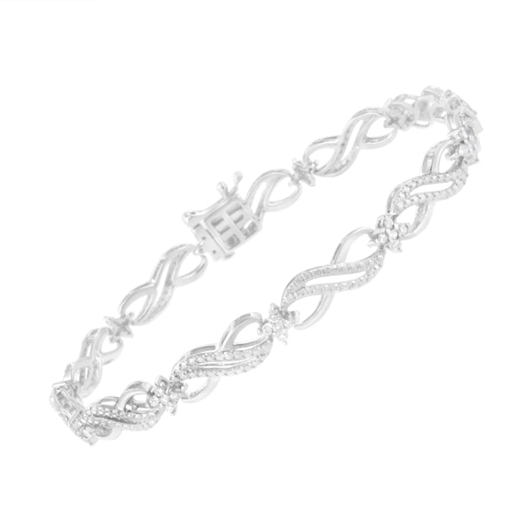 .925 Sterling Silver 1/2 cttw Prong Set Round-Cut Diamond Infinity Weave Link Bracelet (I-J Color, I2-I3 Clarity) - Size 7.25"