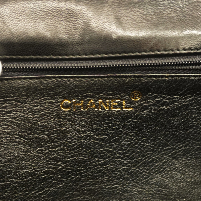 Auth Chanel Shoulder Bag Matrasse Fringe Chain Shoulder Lambskin Black Gold Metal