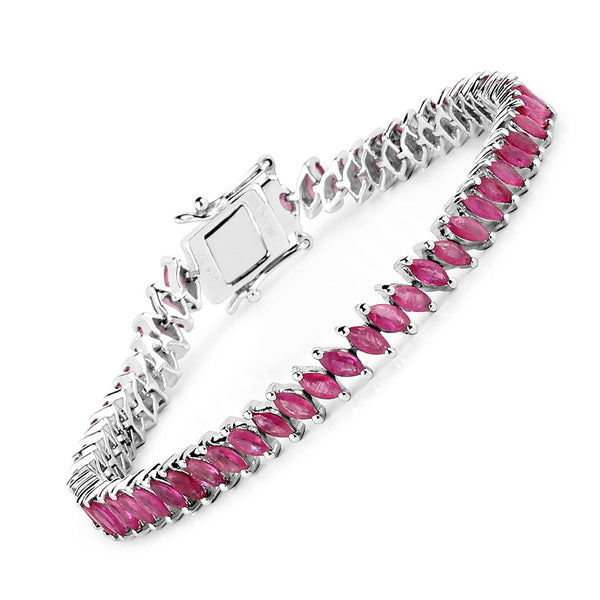 8.68 Carat Genuine Ruby .925 Sterling Silver Bracelet