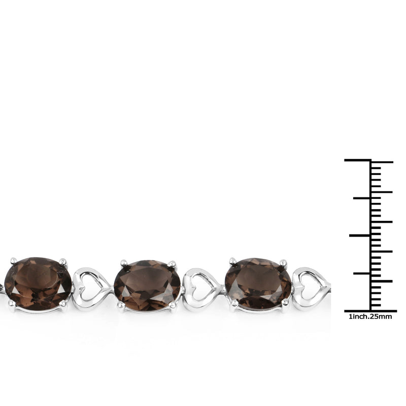 26.91 Carat Genuine Smoky Quartz .925 Sterling Silver Bracelet