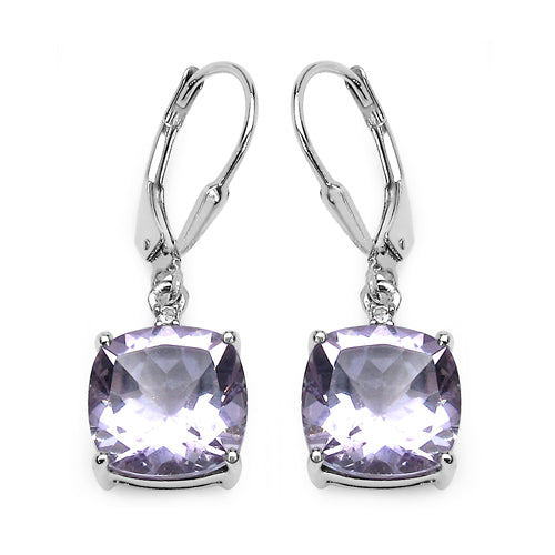 7.03 Carat Genuine Pink Amethyst & White Topaz .925 Sterling Silver Earrings