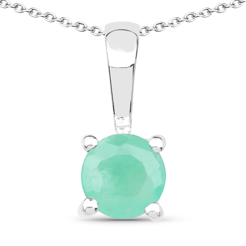 1.63 Carat Genuine Emerald, Glass Filled Ruby & Glass Filled Sapphire .925 Sterling Silver Pendant