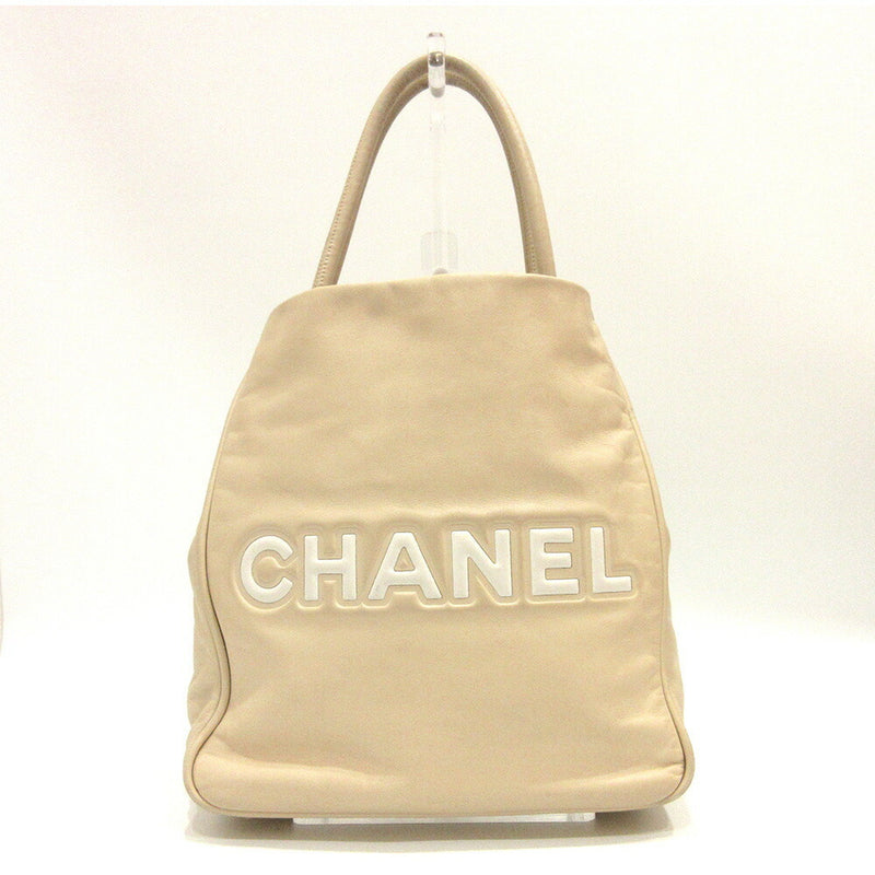 Chanel Bag Camellia Tote Beige White Handbag Womens Lambskin