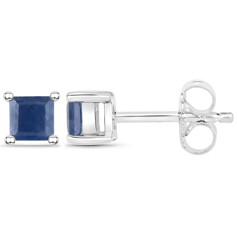 1.20 Carat Genuine Blue Sapphire .925 Sterling Silver Earrings