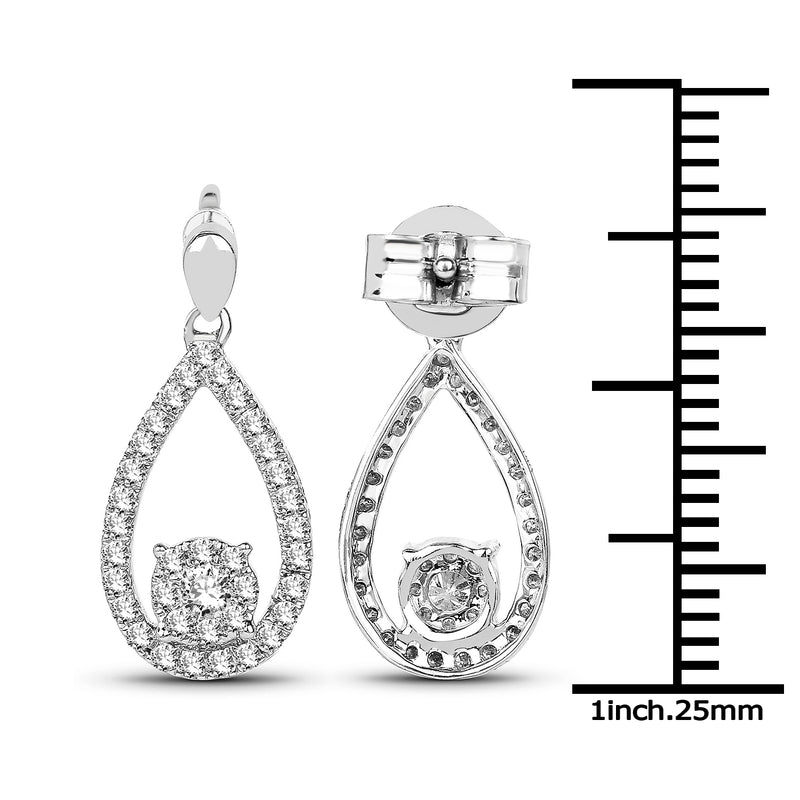 0.54 Carat Genuine White Diamond 14K White Gold Earrings (G-H Color, SI1-SI2 Clarity)