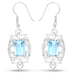 15.02 Carat Genuine Blue Topaz .925 Sterling Silver Earrings