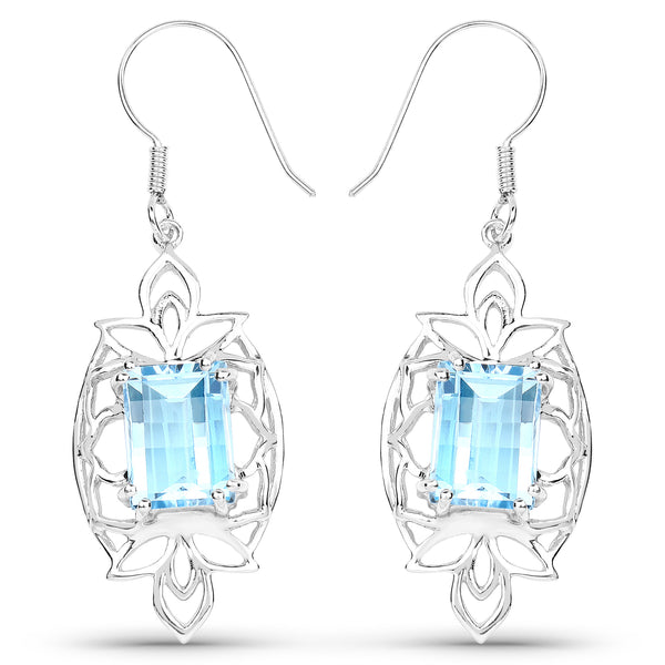 15.02 Carat Genuine Blue Topaz .925 Sterling Silver Earrings