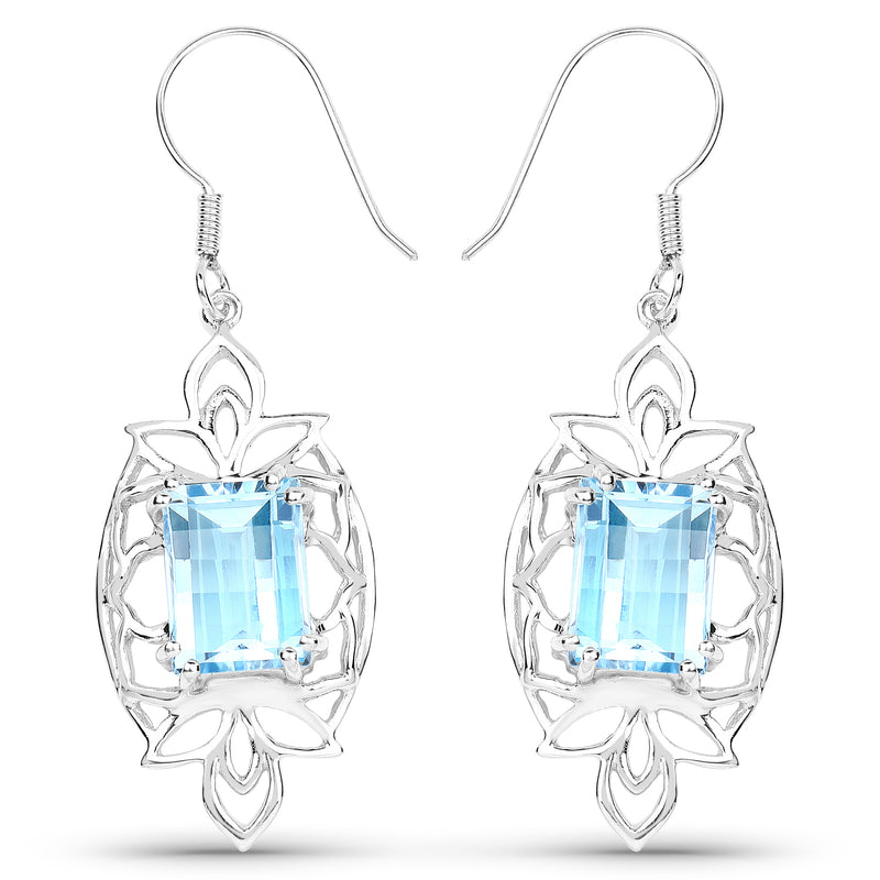 15.02 Carat Genuine Blue Topaz .925 Sterling Silver Earrings