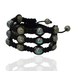 Natural Diamond Bracelet 925 Sterling Silver Macrame Jewelry