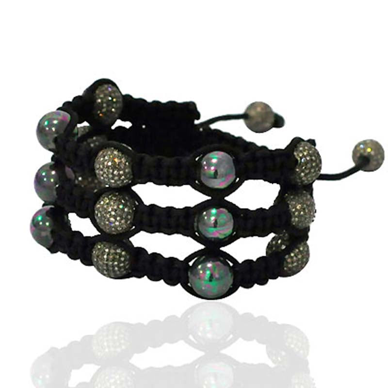 Natural Diamond Bracelet 925 Sterling Silver Macrame Jewelry
